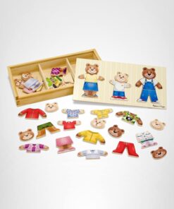Melissa & Doug Wooden Bear Family Dress-Up Puzzle, 45 Pieces Mix and Match Outfits, Sorting & Matching Toy with Storage Case, Educational Puzzle for Toddlers Ages 3+
