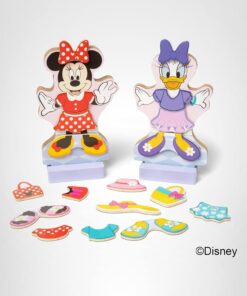 Melissa & Doug Disney Minnie Mouse and Daisy Duck Deluxe Wooden Magnetic Dress-Up; 2 Fashion Dolls with Stands for Pretend Play, 52 Pieces - FSC Certified