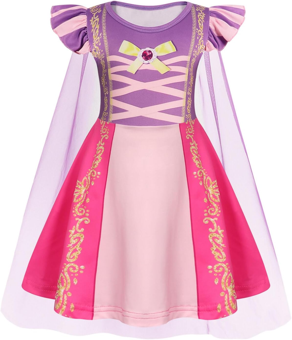 WonderBabe Princess Dress With Cape Girls Christmas Birthday Party Cosplay Costume Toddler Ruffle Sleeve Fancy Outfit Gift - Image 13