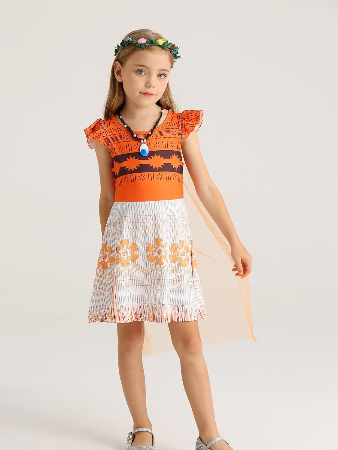 WonderBabe Princess Dress With Cape Girls Christmas Birthday Party Cosplay Costume Toddler Ruffle Sleeve Fancy Outfit Gift - Image 2