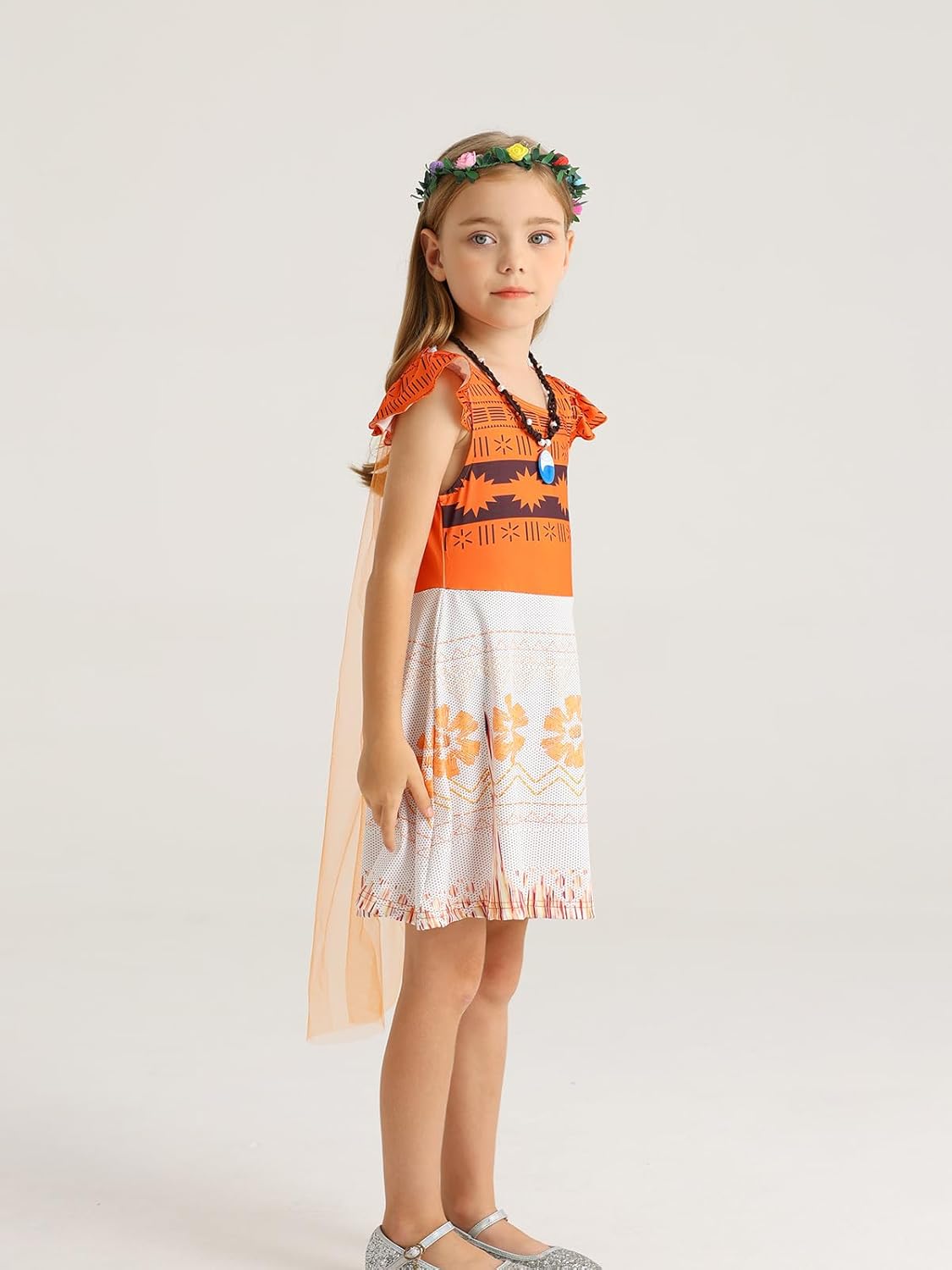 WonderBabe Princess Dress With Cape Girls Christmas Birthday Party Cosplay Costume Toddler Ruffle Sleeve Fancy Outfit Gift - Image 3