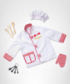 Melissa & Doug Chef Role Play Costume Dress-Up Set (8-Piece) - Chef's Jacket, Hat, Name Tag - Pretend Chef Dress up Outift with Realistic Accessories, Kids Dress Up for Toddlers & Children Ages 3+