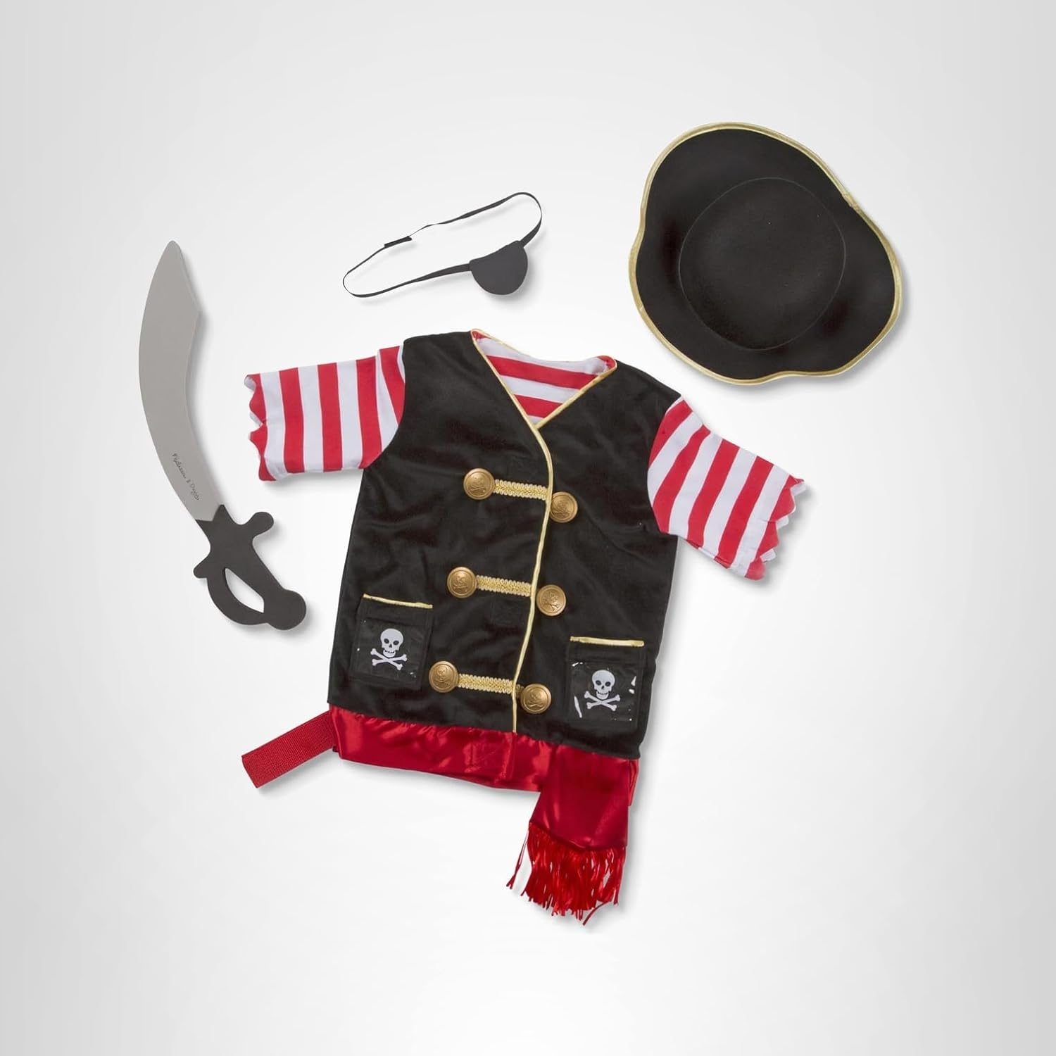 Melissa & Doug Pirate Role Play Costume Dress-Up Set With Hat, Sword, and Eye Patch