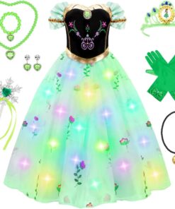 Meland Princess Dress Up for Girls - Light Up Princess Dress for Role Play, Halloween Costume for Toddler Girls 3-10