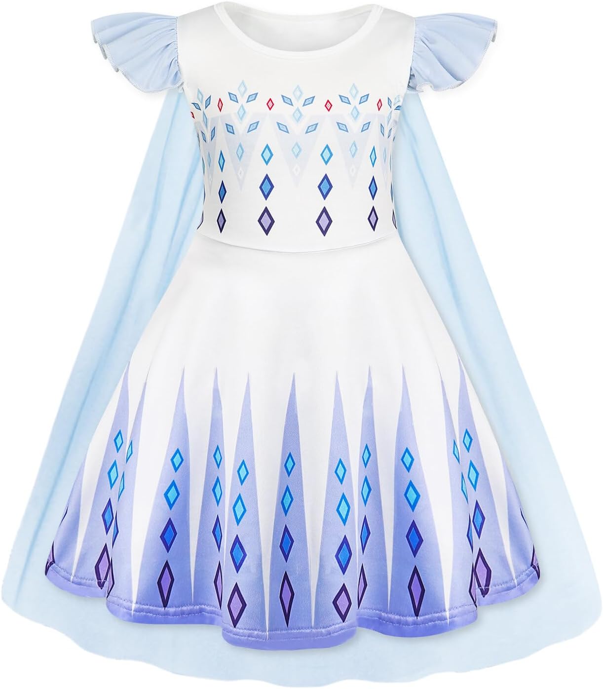 WonderBabe Princess Dress With Cape Girls Christmas Birthday Party Cosplay Costume Toddler Ruffle Sleeve Fancy Outfit Gift - Image 9