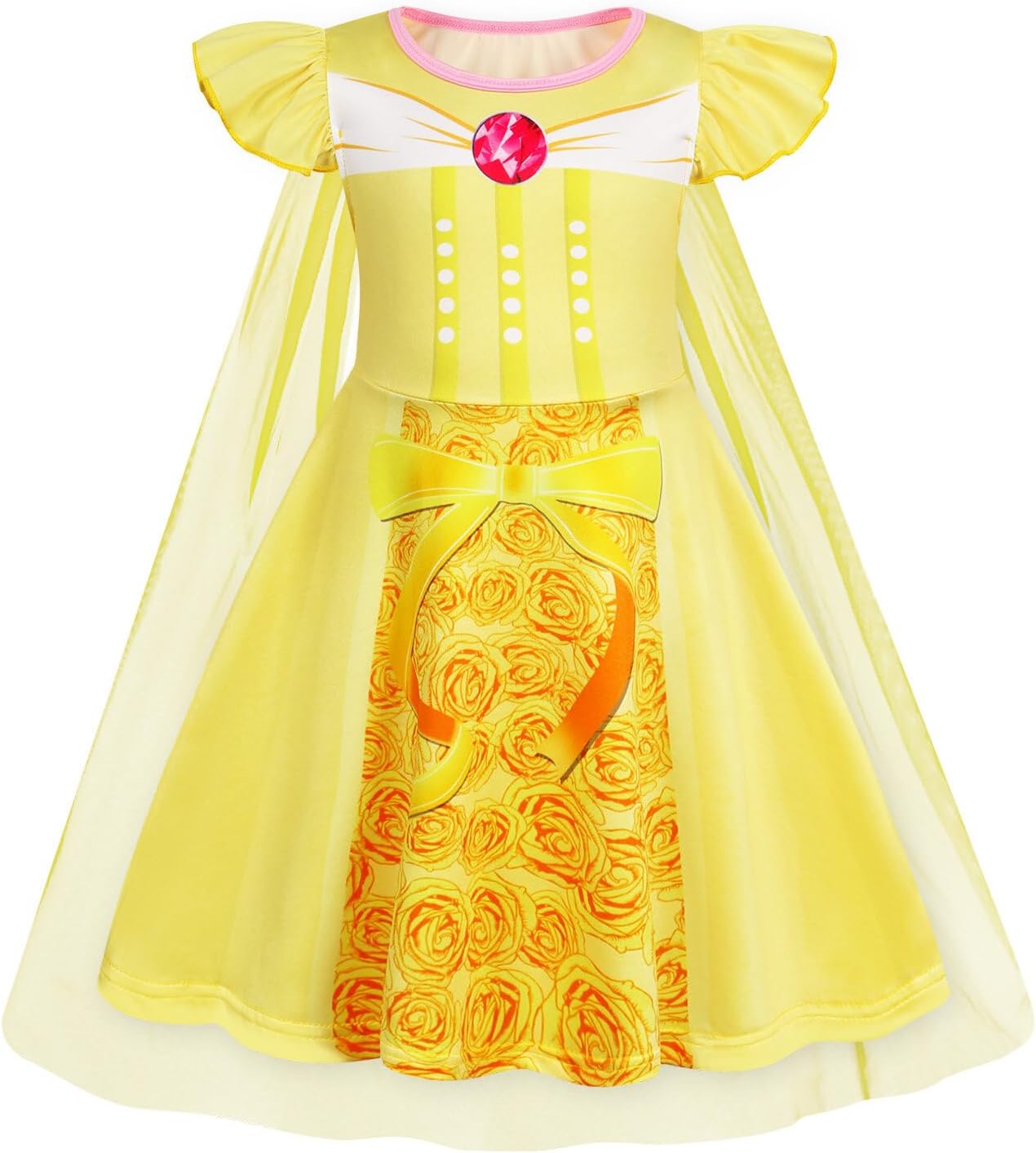 WonderBabe Princess Dress With Cape Girls Christmas Birthday Party Cosplay Costume Toddler Ruffle Sleeve Fancy Outfit Gift - Image 14