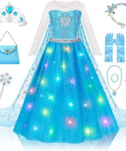 Meland Princess Dress Up for Girls u2013 Light Up Halloween Costume for Girls Age 3-10, Princess Toys for Christmas Birthday Gift