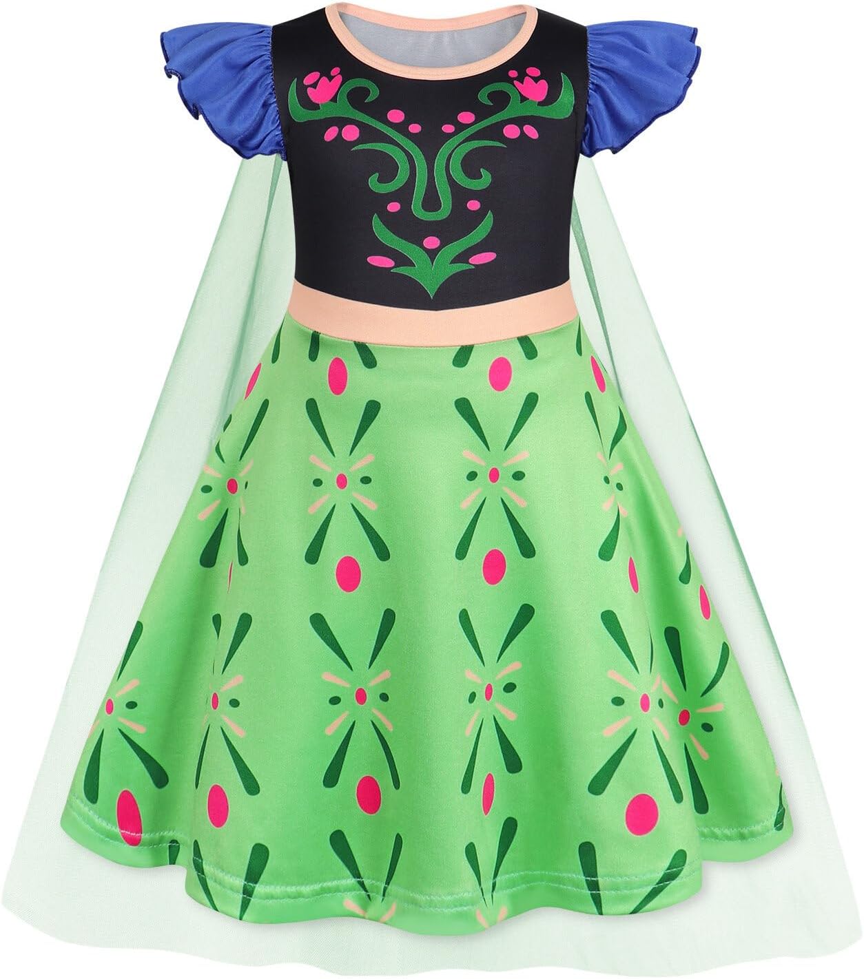 WonderBabe Princess Dress With Cape Girls Christmas Birthday Party Cosplay Costume Toddler Ruffle Sleeve Fancy Outfit Gift - Image 8