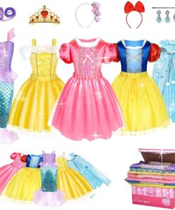 Princess Dress Up for Girls - Role Play Dress Up Clothes for Girl, Princess Costume for Ltitle Girls, Halloween Christmas Birthday Gift for Toddler Girls 3-6 Year