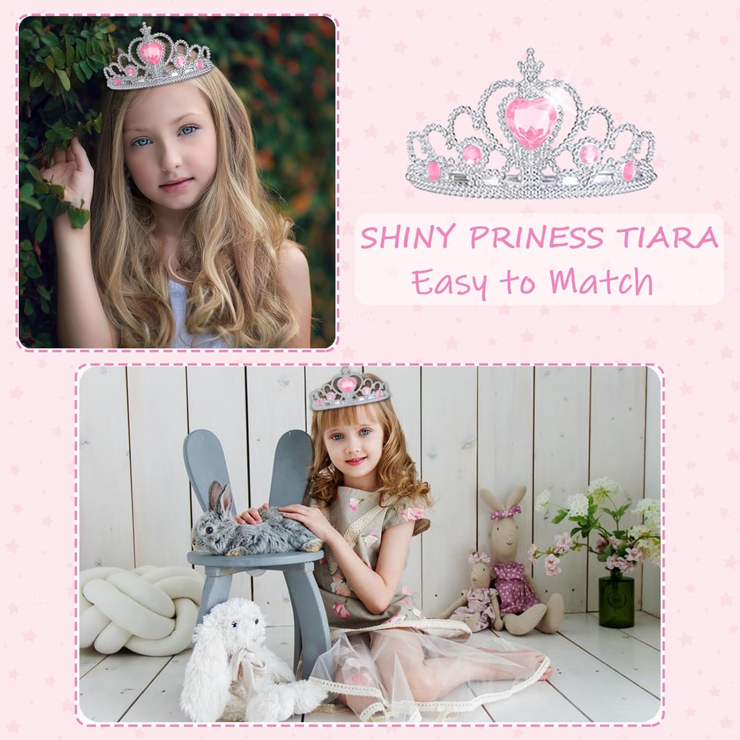 WOXVM Princess Cape for Girls Princess Cloak with Crown Sequins Tulle Princess Dress Up for Christmas Birthday Party - Image 3