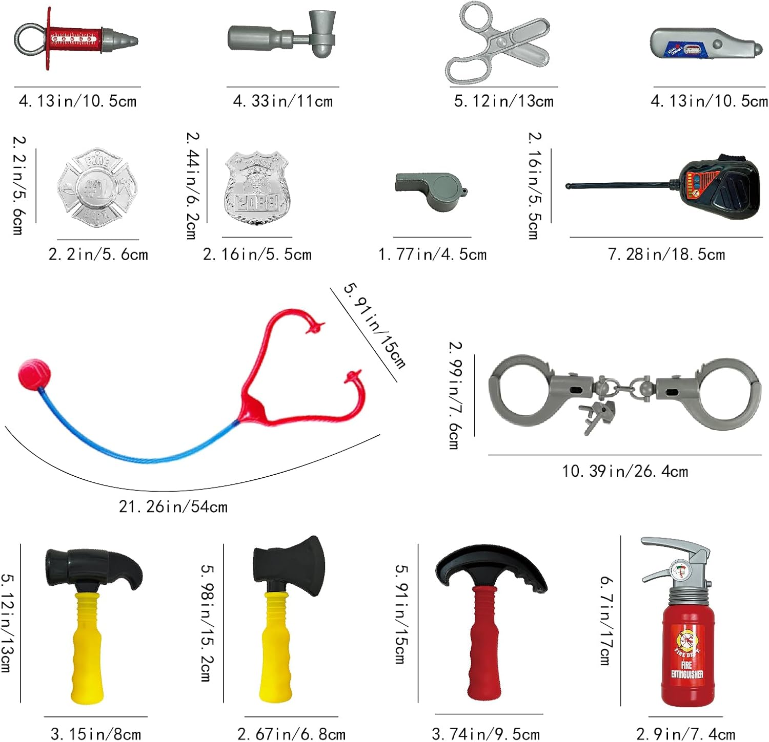 Lesheng space 4 Sets Dress Up Clothes for Kids, Pretend Dress Up Trunk of Firefighter costume/Doctor/Policeman/Construction Worker Role Play Set with Realistic Accessories - Image 8