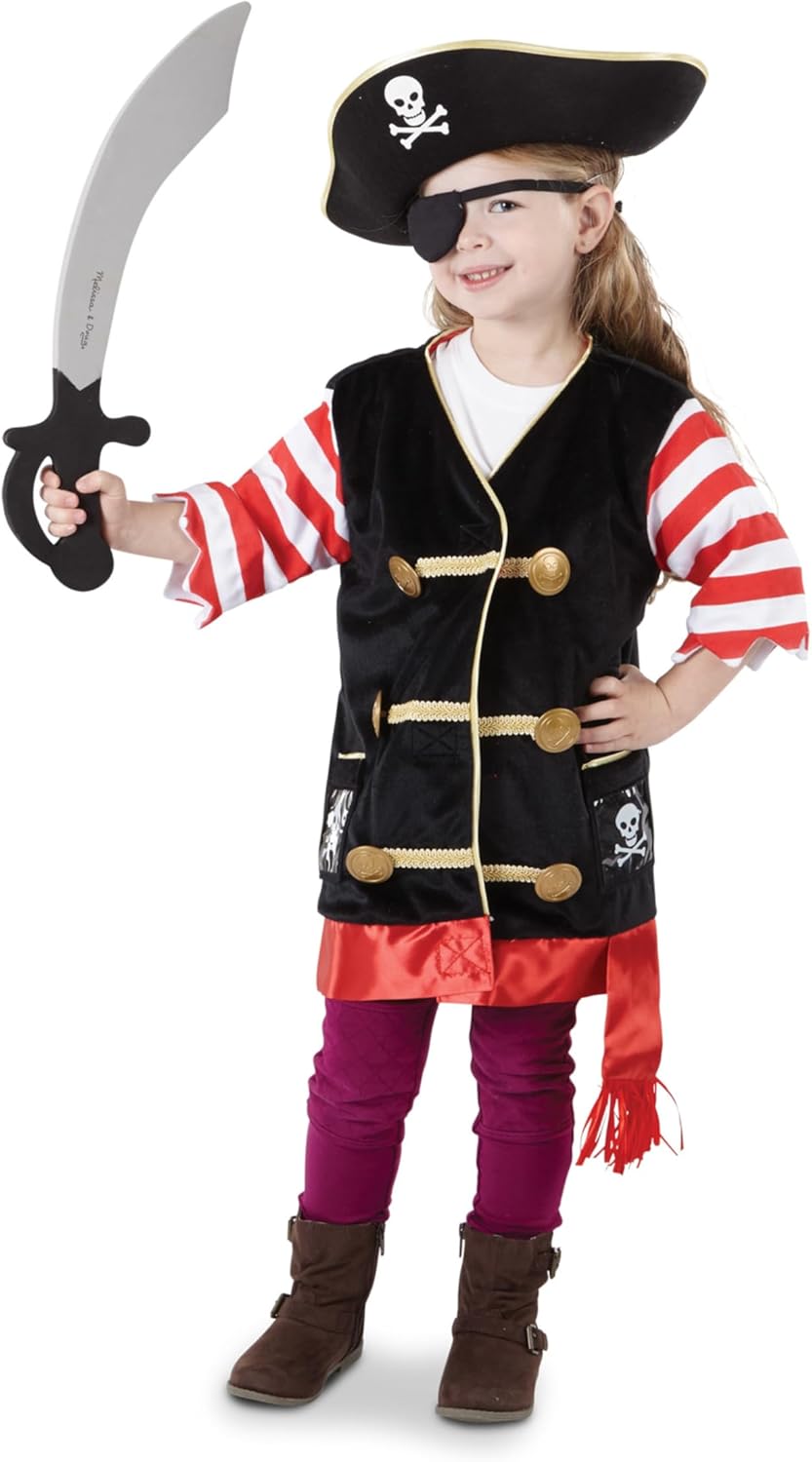 Melissa & Doug Pirate Role Play Costume Dress-Up Set With Hat, Sword, and Eye Patch - Image 3