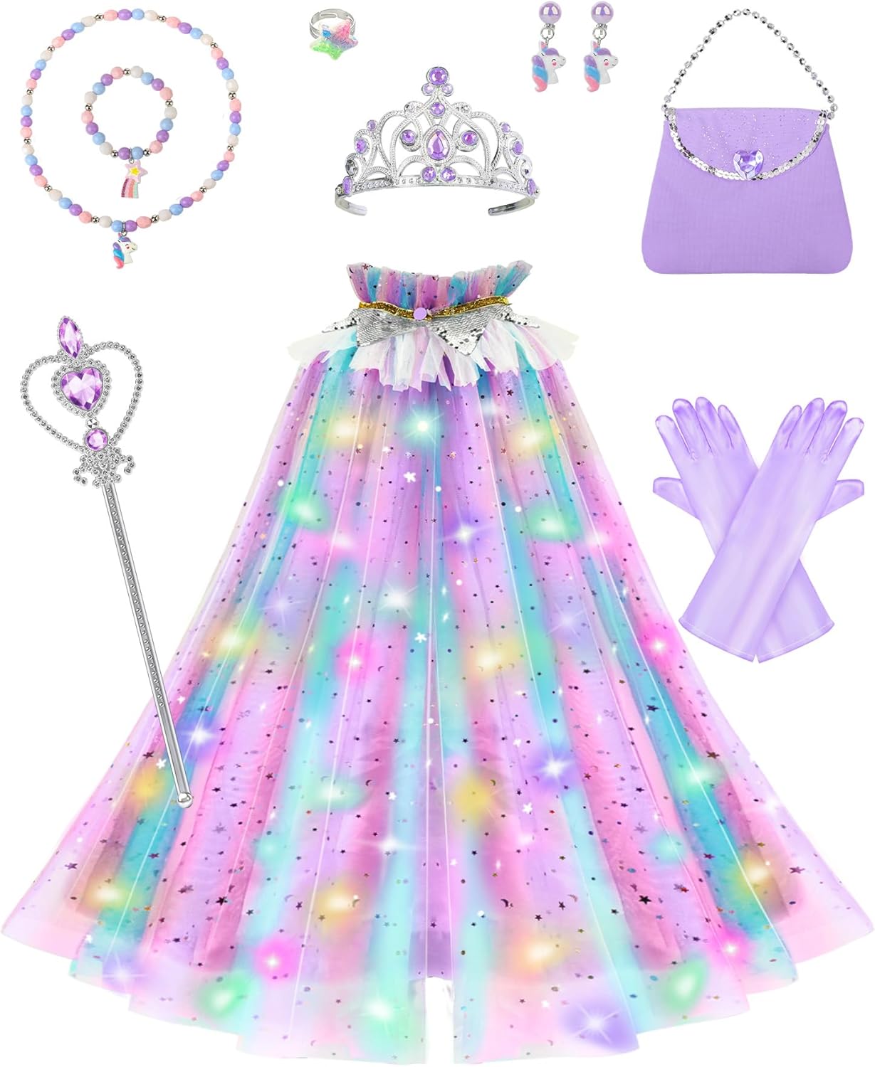 Fuzmo Light Up Princess Dress Up for Girls 3 4 5 6, Toddler Dress Up Clothes, Princess Toy for Birthday Gift - Image 11