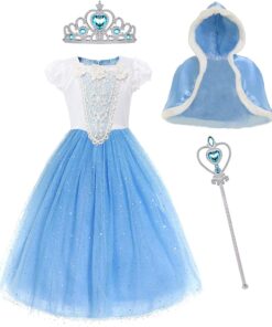 MYZLS Cinderella Princess Dress Girls Fancy Party Costume Christmas Cosplay Dress Up Outfit for 3-8 Years