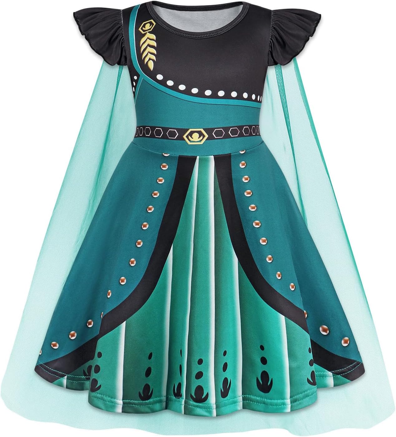 WonderBabe Princess Dress With Cape Girls Christmas Birthday Party Cosplay Costume Toddler Ruffle Sleeve Fancy Outfit Gift - Image 15