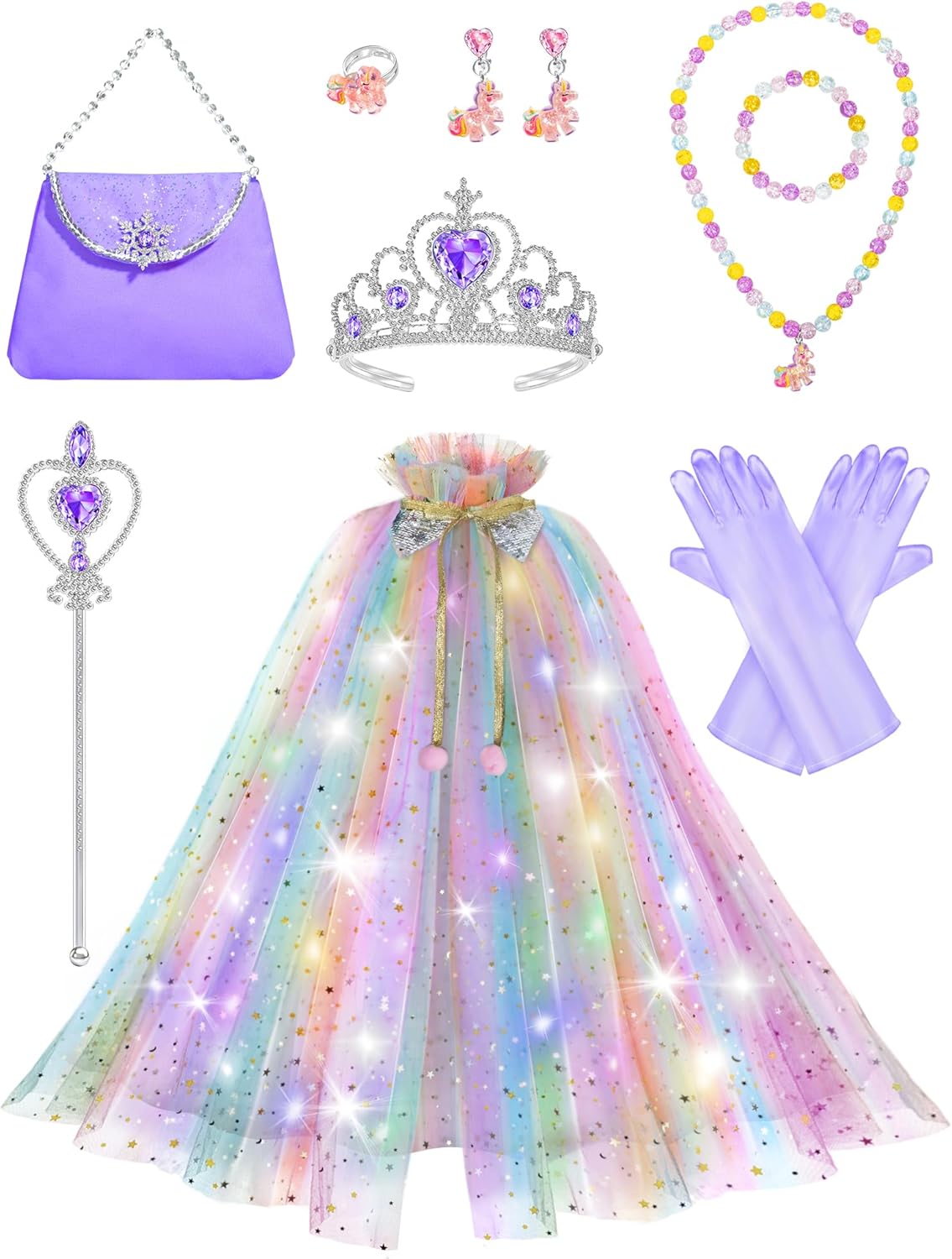 Fuzmo Light Up Princess Dress Up for Girls 3 4 5 6, Toddler Dress Up Clothes, Princess Toy for Birthday Gift