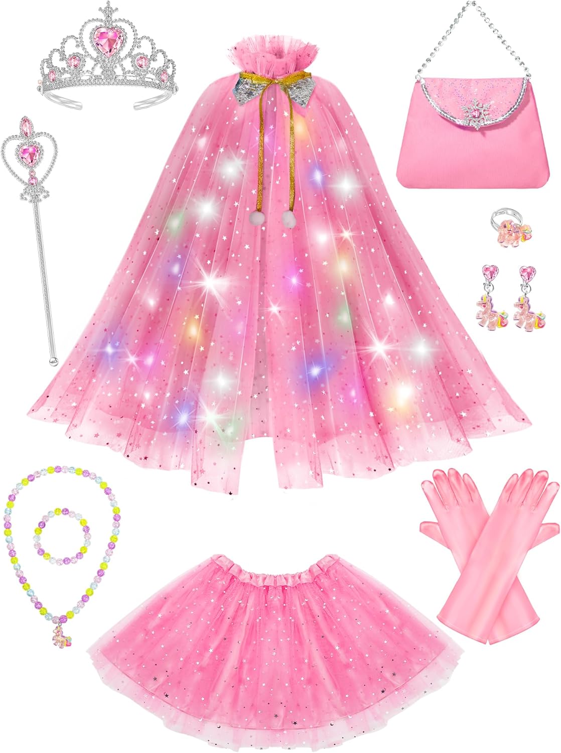 Fuzmo Light Up Princess Dress Up for Girls 3 4 5 6, Toddler Dress Up Clothes, Princess Toy for Birthday Gift - Image 9