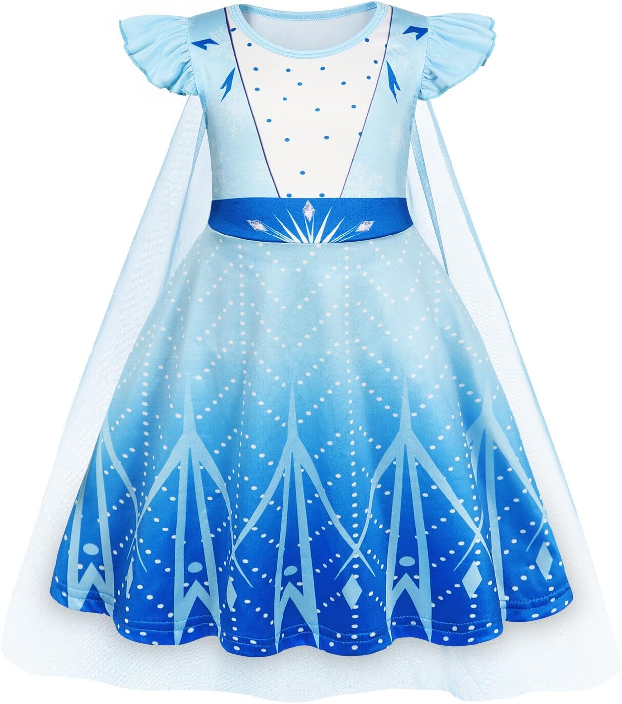 WonderBabe Princess Dress With Cape Girls Christmas Birthday Party Cosplay Costume Toddler Ruffle Sleeve Fancy Outfit Gift - Image 10