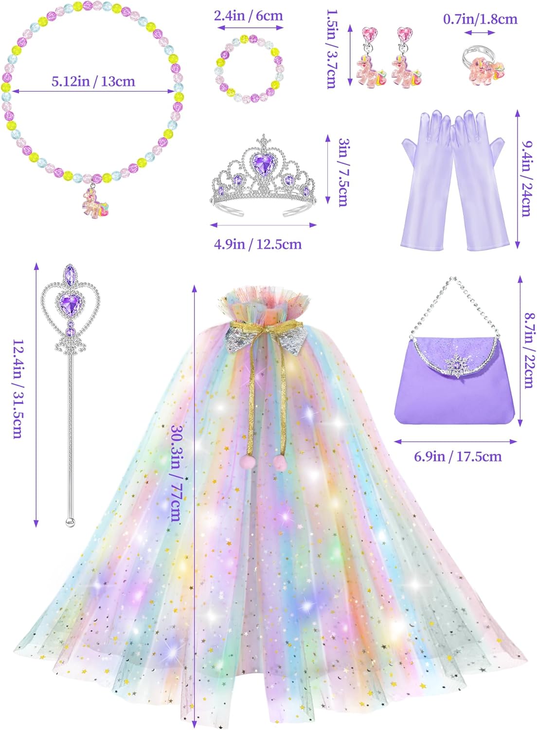 Fuzmo Light Up Princess Dress Up for Girls 3 4 5 6, Toddler Dress Up Clothes, Princess Toy for Birthday Gift - Image 6