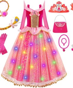 Meland Princess Dresses for Girls - Light Up Princess Dress Up for 3-10 Year Old, Costume for Girls Halloween Birthday