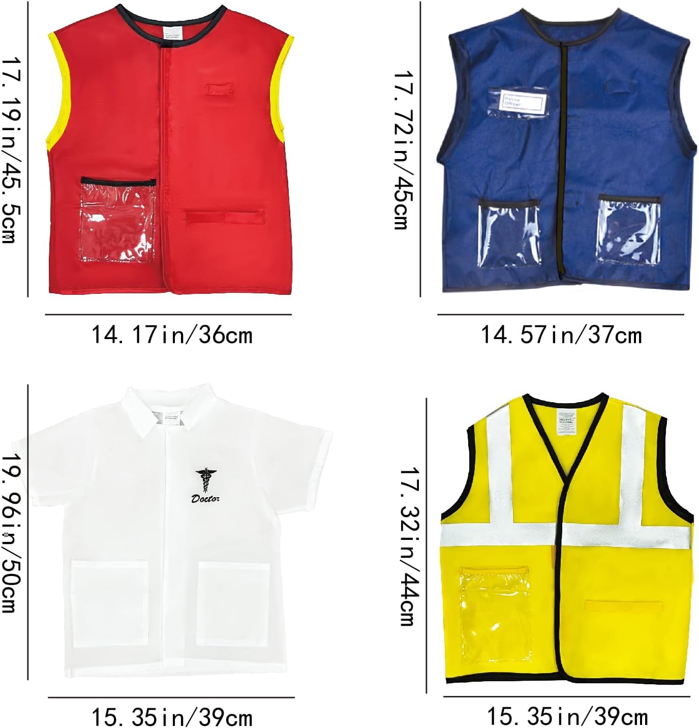 Lesheng space 4 Sets Dress Up Clothes for Kids, Pretend Dress Up Trunk of Firefighter costume/Doctor/Policeman/Construction Worker Role Play Set with Realistic Accessories - Image 2