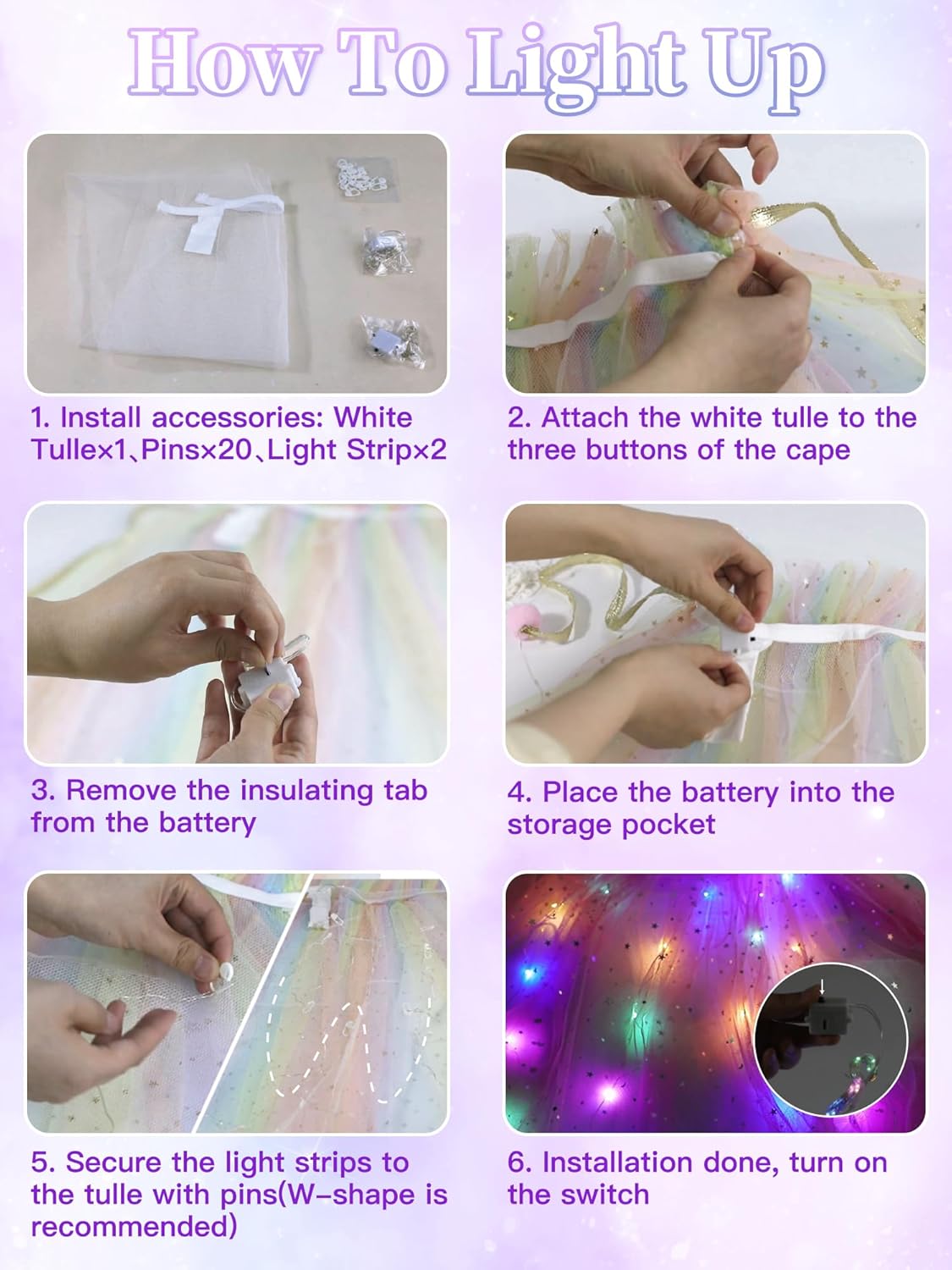 Fuzmo Light Up Princess Dress Up for Girls 3 4 5 6, Toddler Dress Up Clothes, Princess Toy for Birthday Gift - Image 3