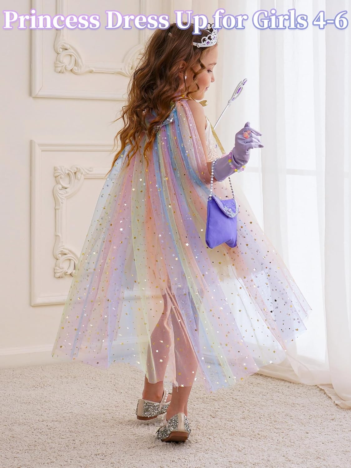 Fuzmo Light Up Princess Dress Up for Girls 3 4 5 6, Toddler Dress Up Clothes, Princess Toy for Birthday Gift - Image 4