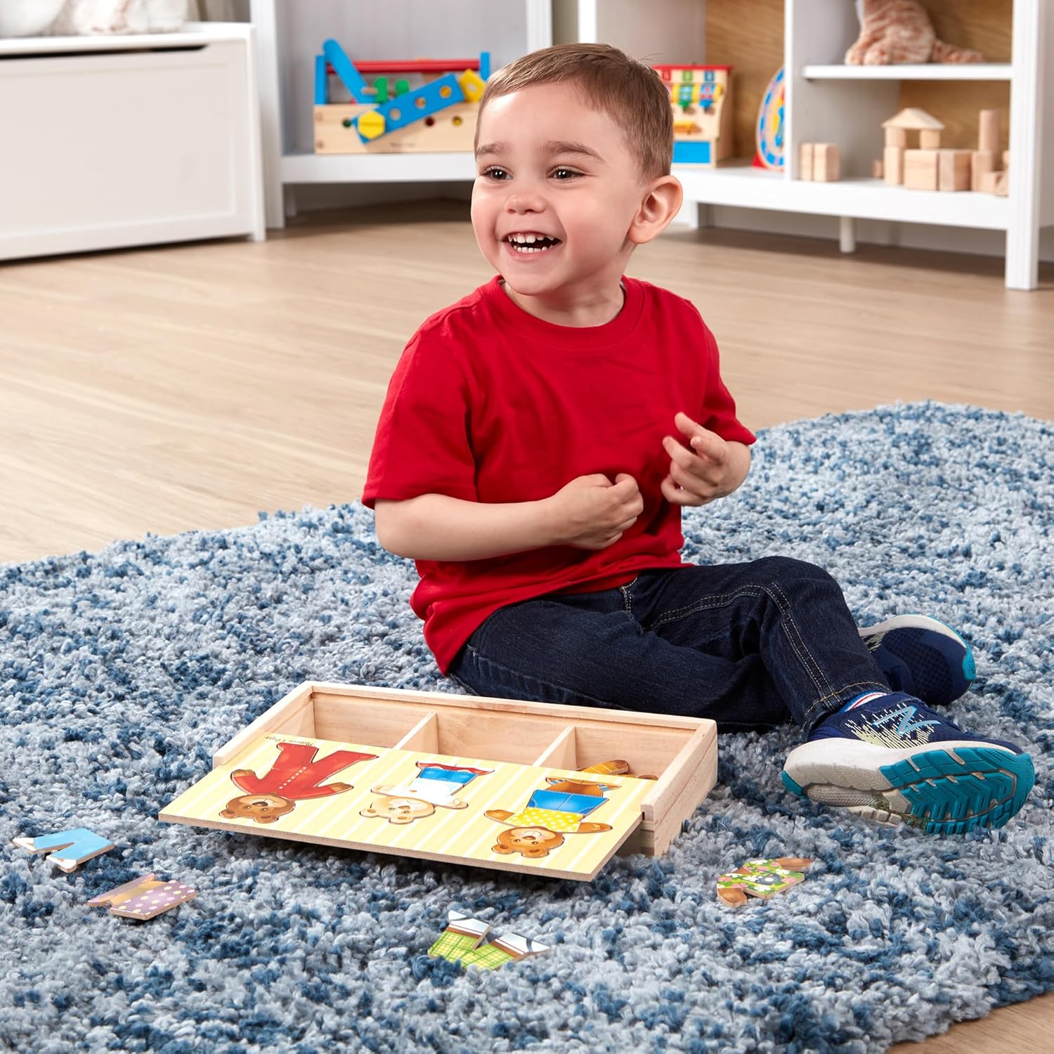 Melissa & Doug Wooden Bear Family Dress-Up Puzzle, 45 Pieces Mix and Match Outfits, Sorting & Matching Toy with Storage Case, Educational Puzzle for Toddlers Ages 3+ - Image 5