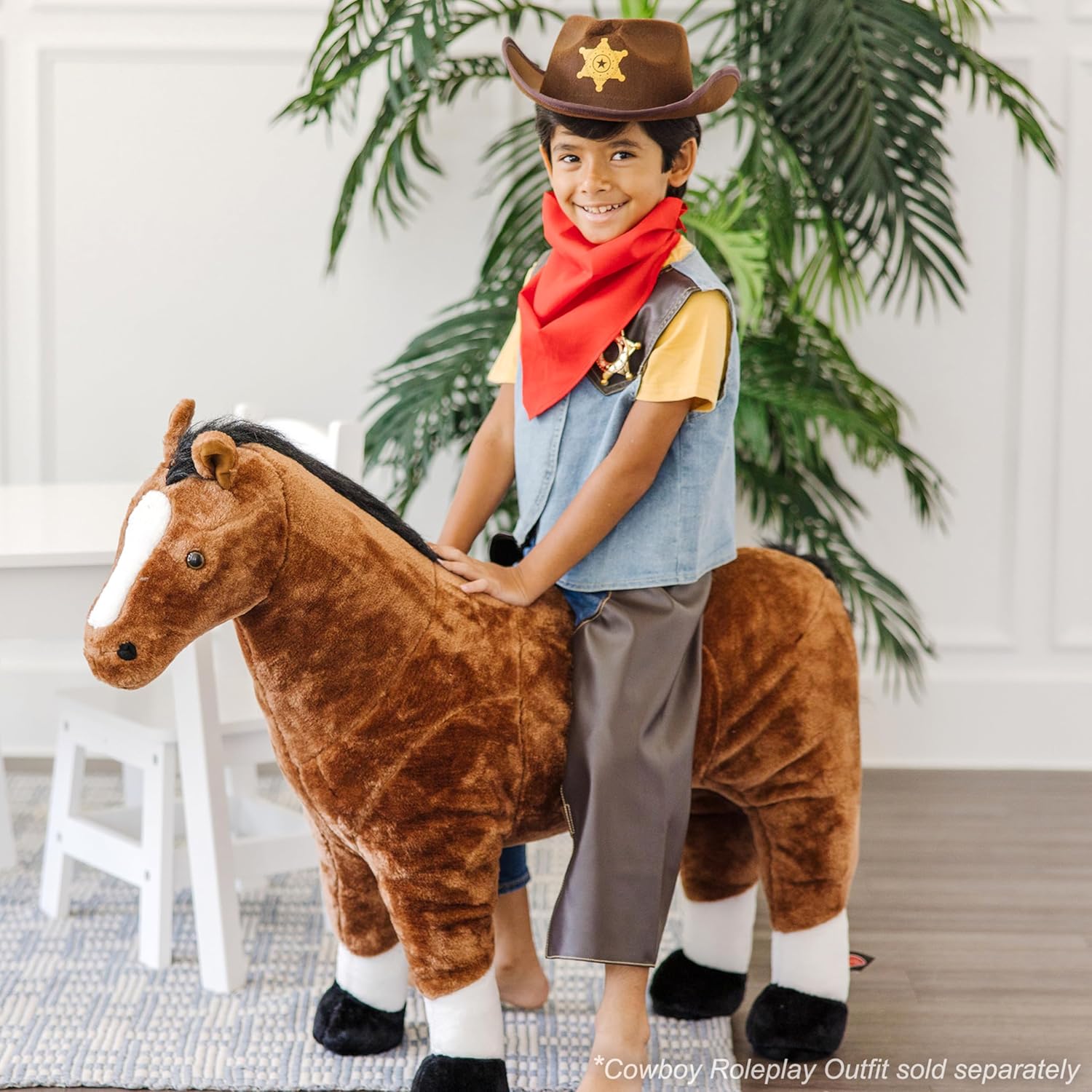 Melissa & Doug Cowboy Role Play Costume Set (5 pcs) - Includes Faux Leather Chaps - Cowboy Dress-Up Role Play Costume with Vest for Boys and Girls - Image 2