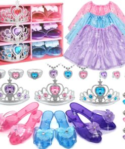 Princess Dress Up for Girls - Toddlers Clothes with Skirts, Shoes, Crown & Play Jewelry, Princess Costume Toys for Girls Age 3,4,5,6 Year Old, Kids Shoes Role Play Gift Idea for Birthday Christmas