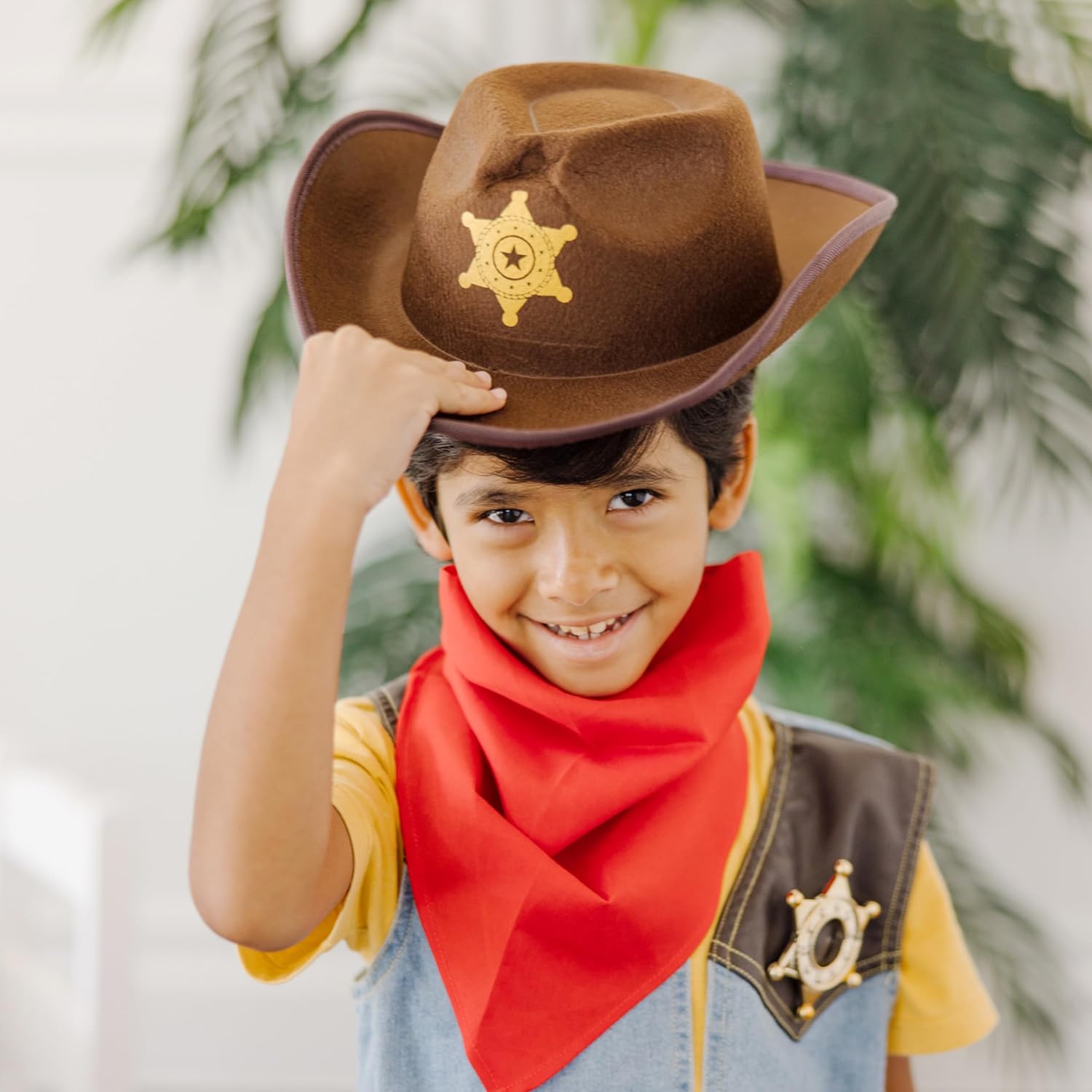 Melissa & Doug Cowboy Role Play Costume Set (5 pcs) - Includes Faux Leather Chaps - Cowboy Dress-Up Role Play Costume with Vest for Boys and Girls - Image 8