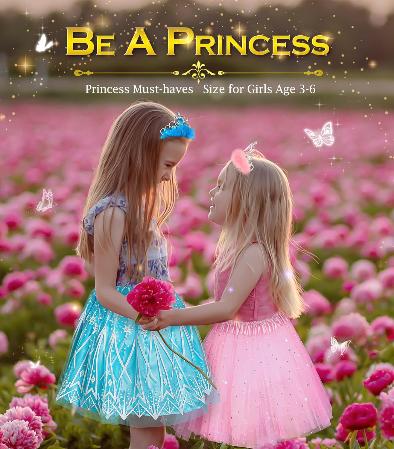 BIBUTY Kids Princess Dress Up Clothes for Little Girls, Pretend Play & Dress Up Costume Set for 3-6 Toddler Little Girls - Image 3