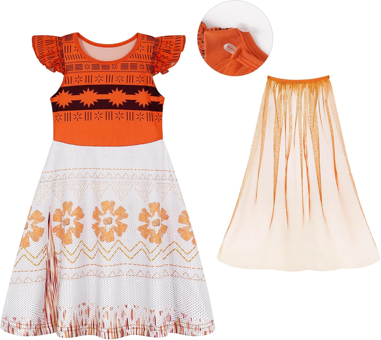 WonderBabe Princess Dress With Cape Girls Christmas Birthday Party Cosplay Costume Toddler Ruffle Sleeve Fancy Outfit Gift - Image 4