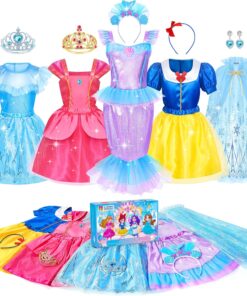 Jeowoqao Princess Dress Up Princess Dress for Girls, Dress up Clothes Little Girl Princess Pretent Play Costume Christmas Birthday Gift for Toddler Girls Age 3 4 5 6 Years