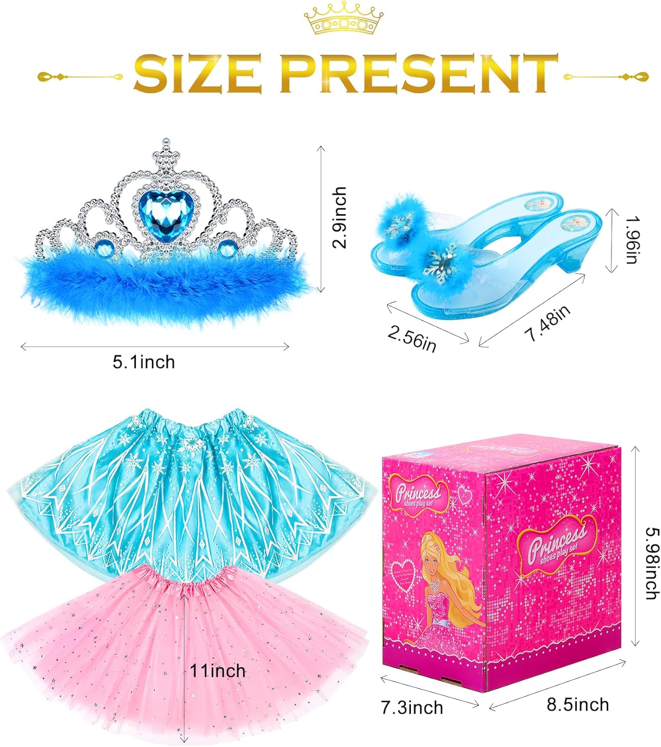 BIBUTY Kids Princess Dress Up Clothes for Little Girls, Pretend Play & Dress Up Costume Set for 3-6 Toddler Little Girls - Image 8