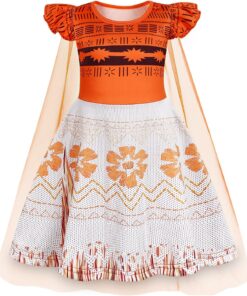 WonderBabe Princess Dress With Cape Girls Christmas Birthday Party Cosplay Costume Toddler Ruffle Sleeve Fancy Outfit Gift