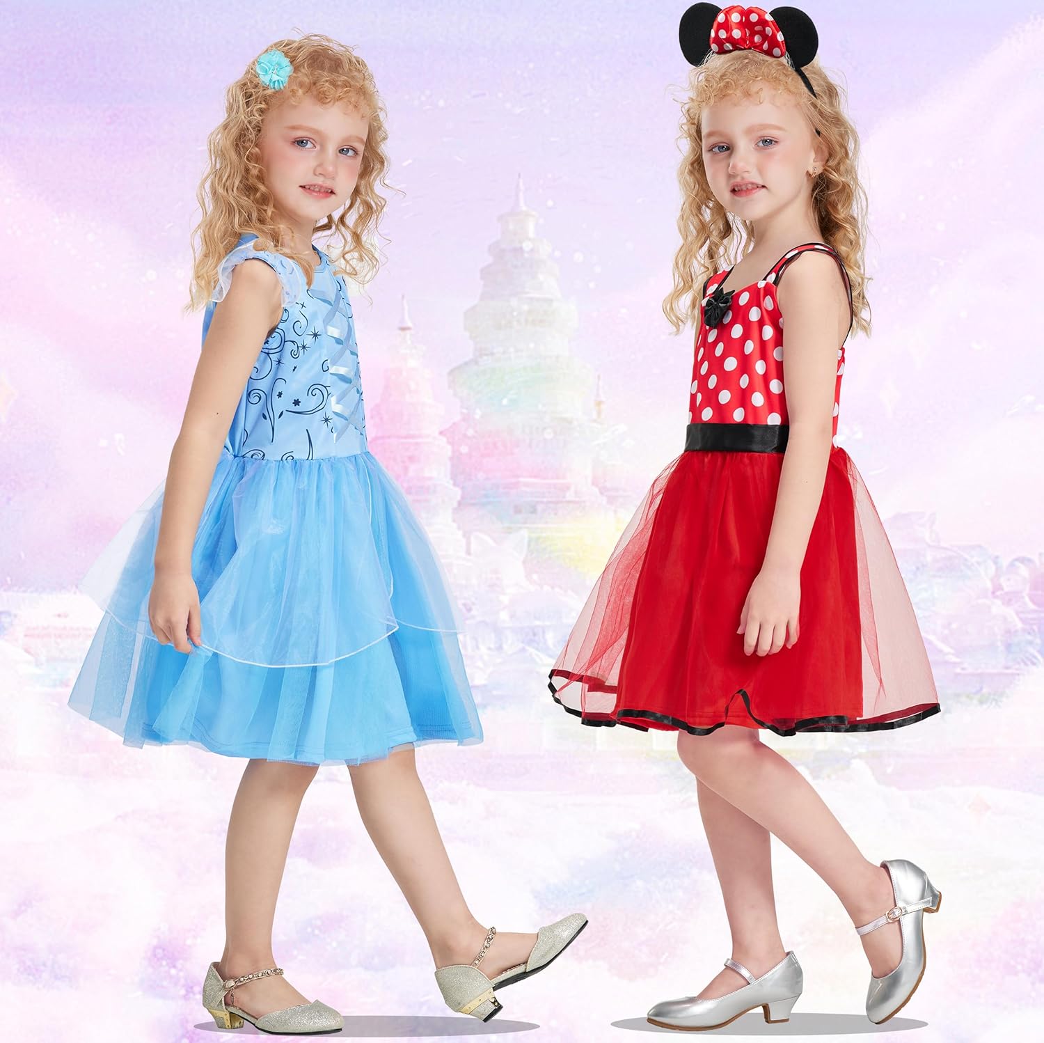 Princess Dress Up Trunk for Toddler Girls, 6 Pcs Fancy Costume Dresses Outfit Pack for Toddlers 2T 3-4T 4-6T - Image 5