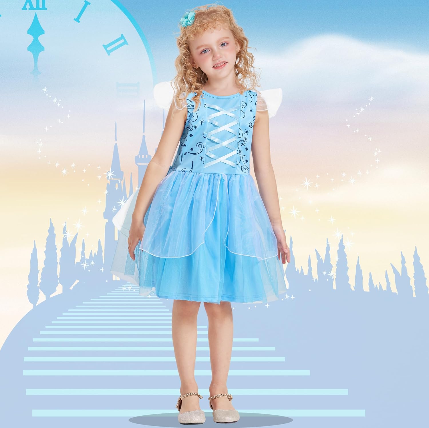 Princess Dress Up Trunk for Toddler Girls, 6 Pcs Fancy Costume Dresses Outfit Pack for Toddlers 2T 3-4T 4-6T - Image 3