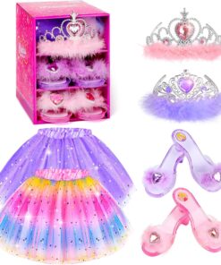 BIBUTY Kids Princess Dress Up Clothes for Little Girls, Pretend Play & Dress Up Costume Set for 3-6 Toddler Little Girls