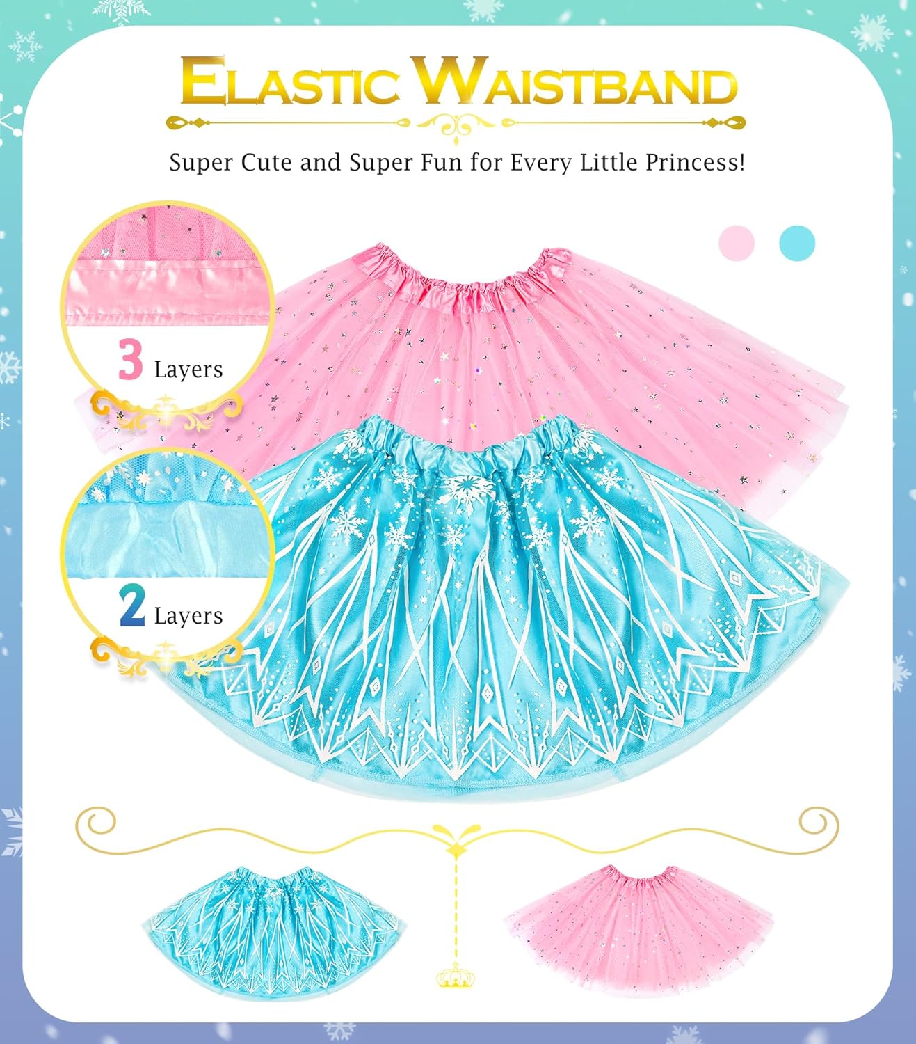 BIBUTY Kids Princess Dress Up Clothes for Little Girls, Pretend Play & Dress Up Costume Set for 3-6 Toddler Little Girls - Image 4