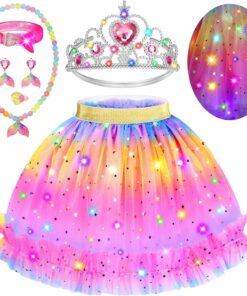 Princess Dress Up for Girls 4-6, Light Up Mermaid Princess Dress Up Toys for Toddler Girls, Birthday Christmas Gifts for 3-6 Years Old