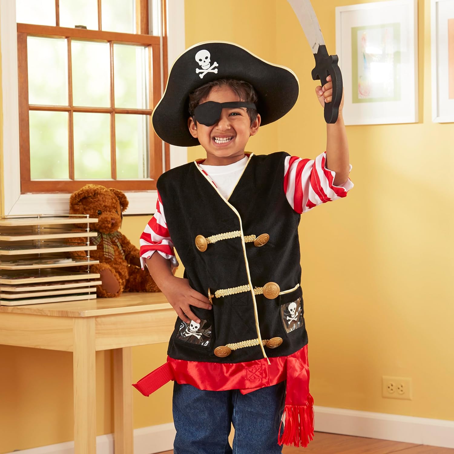 Melissa & Doug Pirate Role Play Costume Dress-Up Set With Hat, Sword, and Eye Patch - Image 5