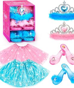 BIBUTY Kids Princess Dress Up Clothes for Little Girls, Pretend Play & Dress Up Costume Set for 3-6 Toddler Little Girls