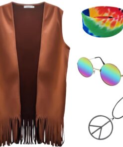 Hippie Costume for Men 60s 70s Fringe Vest Carnival Party Tassel Vest hippy Party halloween Costume