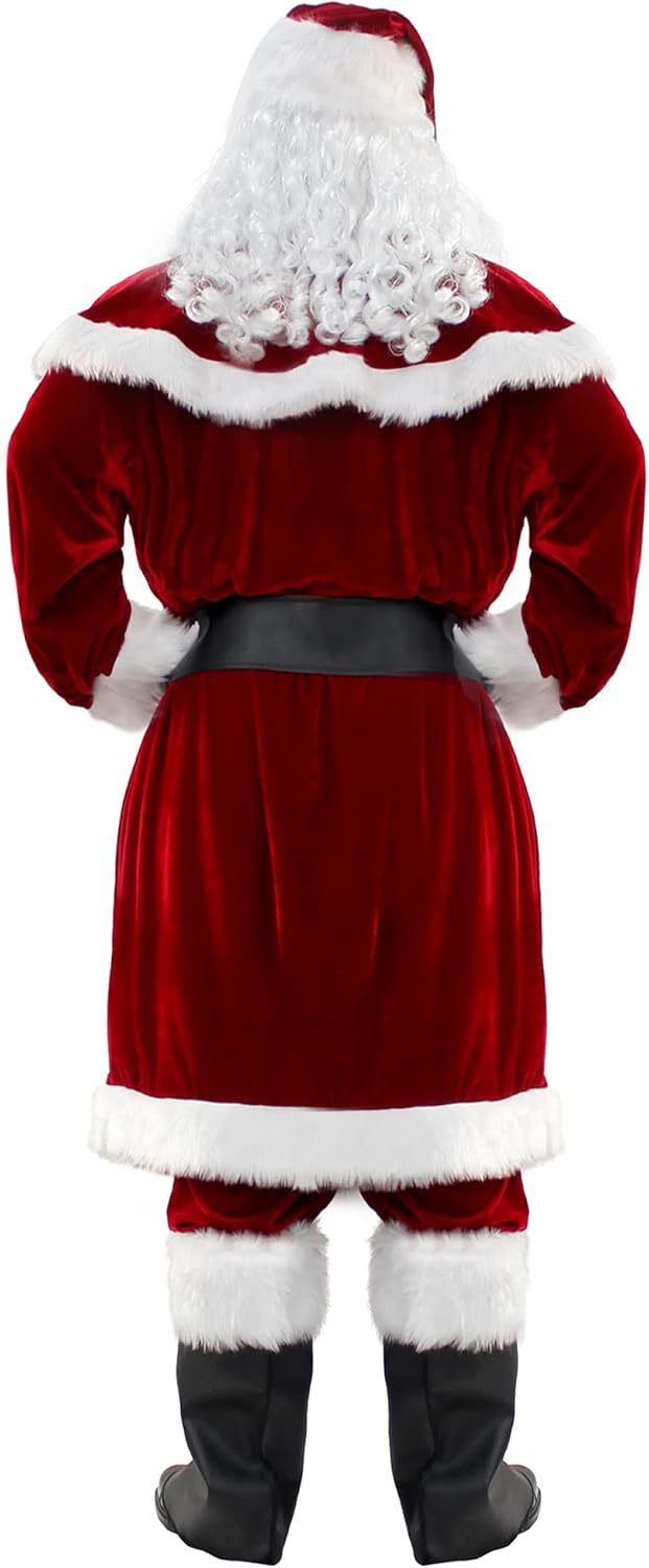 WeGuard Deluxe Velvet Adult Santa Suit for Men 12PCS Set Christmas Santa Clause Costume - Image 2