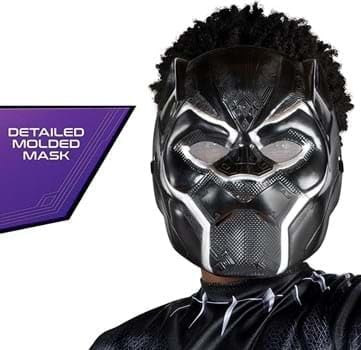 MARVEL Black Panther Official Youth Halloween Costume - Printed Jumpsuit with Plastic Mask - Image 2
